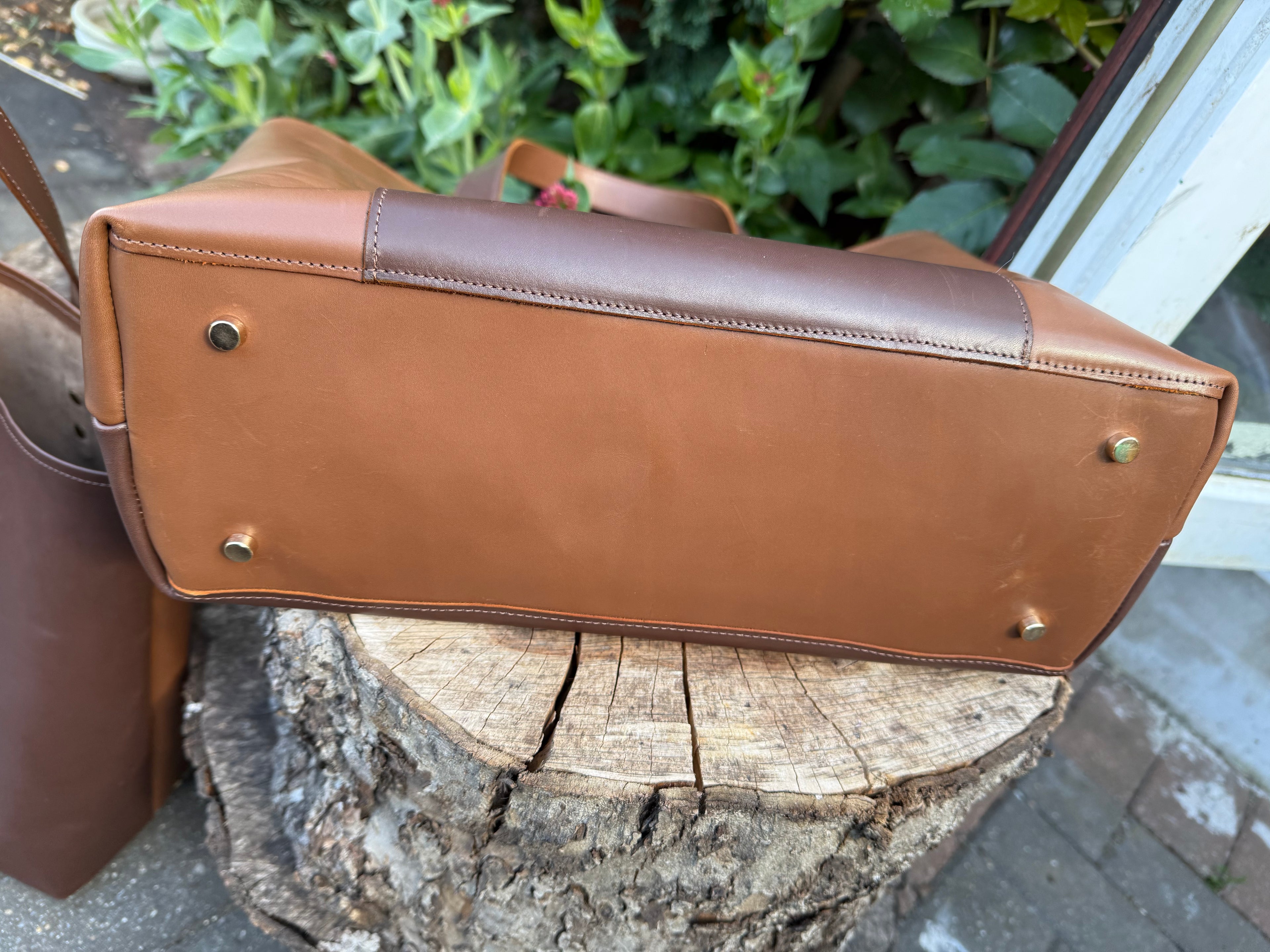 Leather  handmade tote bag