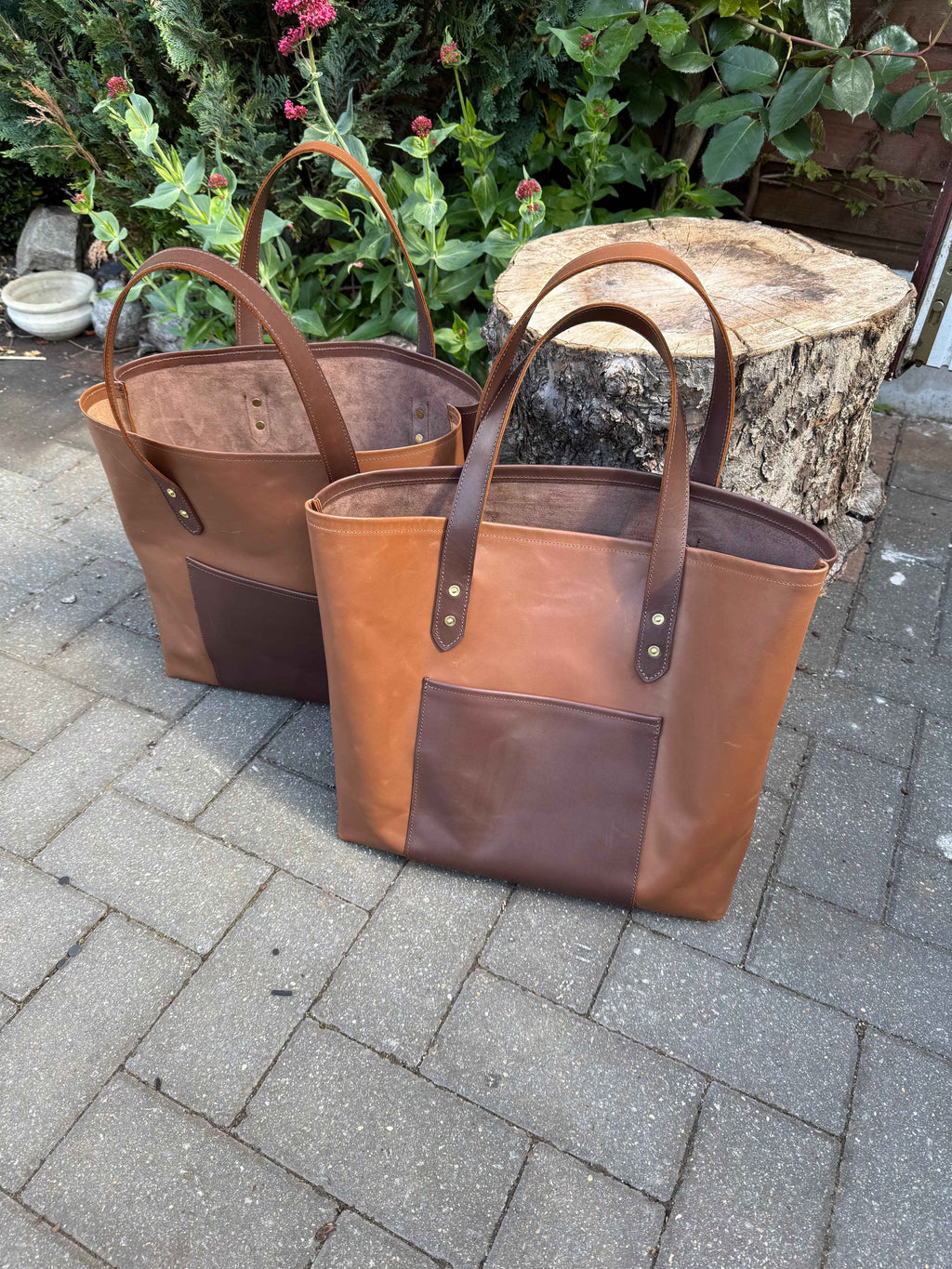 Leather  handmade tote bag