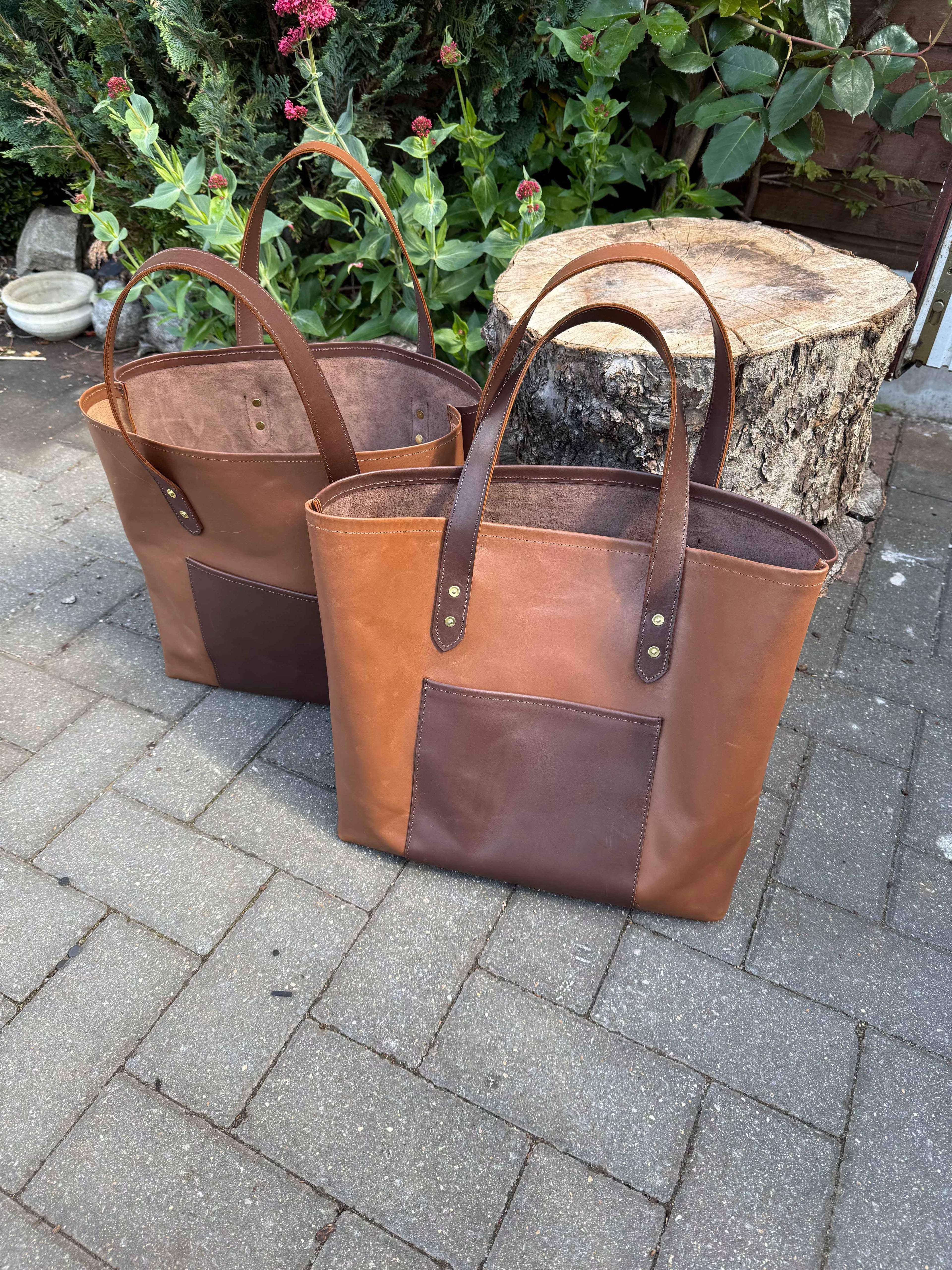Leather  handmade tote bag