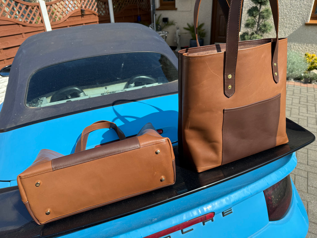 Leather  handmade tote bag
